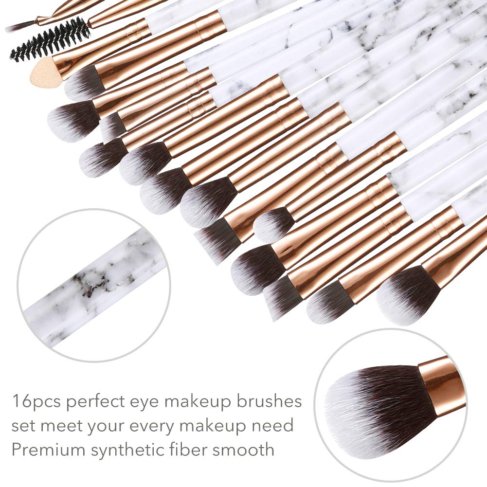 Eye Makeup Brushes DUAIU 16Pcs Eyeshadow brushes Eyebrow Eyeliner Blending Brush Premium Synthetic & Marble Handle Brushes sets with Pink Cosmetic Bag Beauty & Personal Care DUAIU