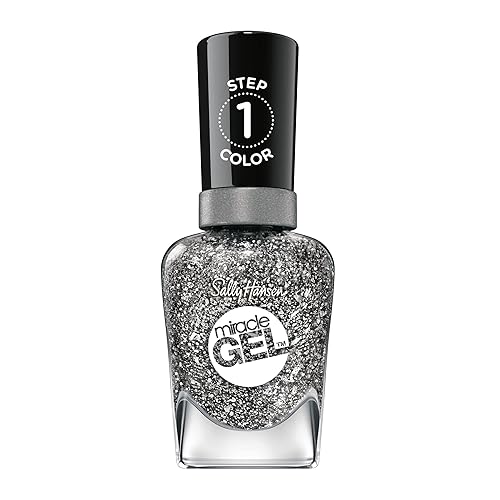 Sally Hansen Miracle Gel™, Deep Sea Diamond, Long Lasting, Gel-Like Formula, No UV Lamp Needed, Silver Glitter Nail Polish Beauty & Personal Care Sally Hansen