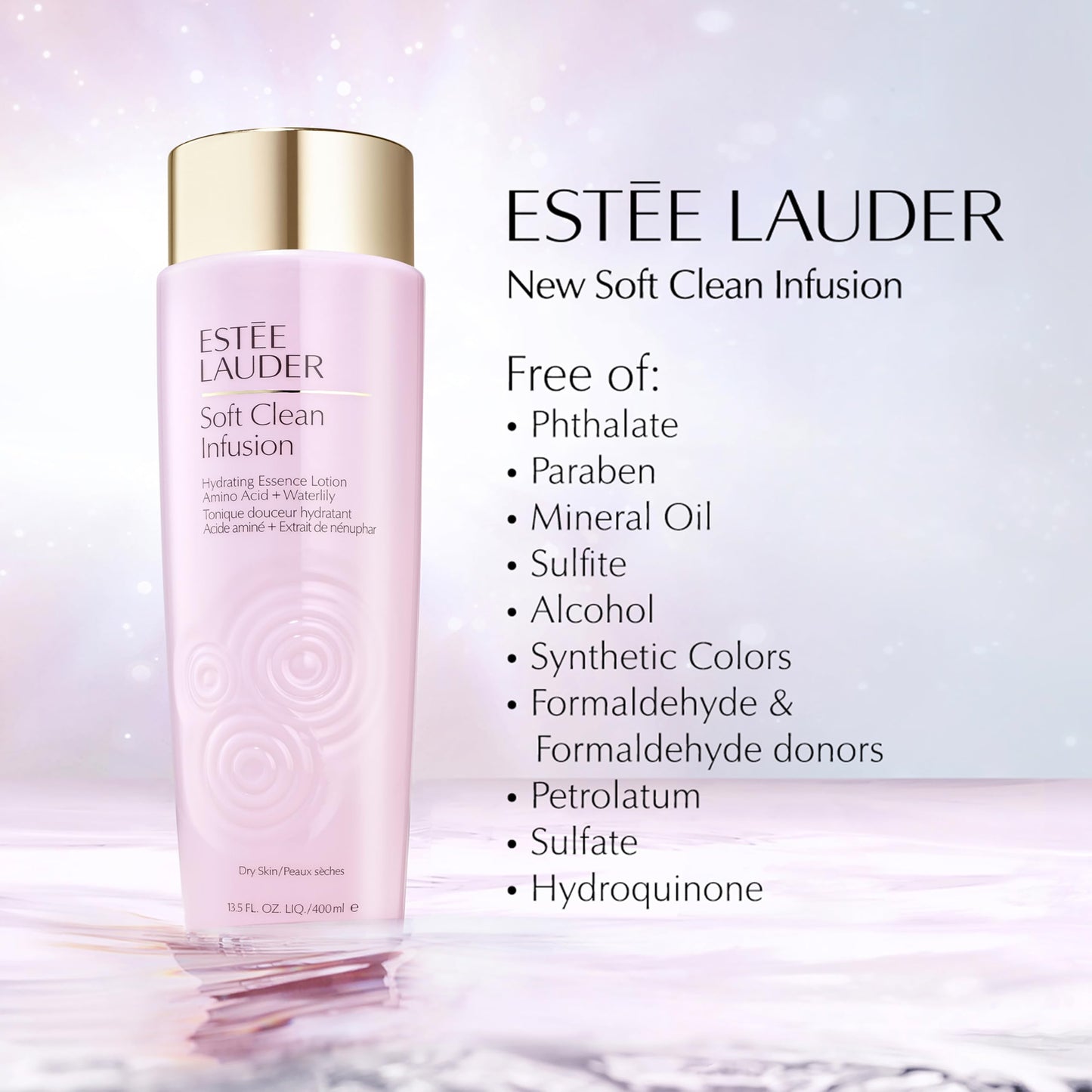 Estée Lauder Soft Clean Infusion Hydrating Skin Essence Face Lotion Toner with Amino Acid + Waterlily, 13.5 Fl Oz Beauty & Personal Care Estée Lauder