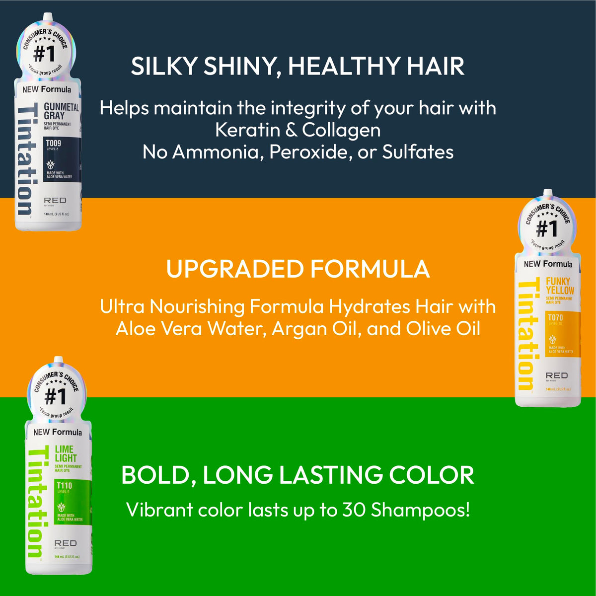 Red by Kiss Tintation Semi-Permanent Hair Color, Aloe Vera Water Based, Argan Oil, Olive Oil, Collagen & Keratin, Long-Lasting Color Dye (Lime Light Beauty & Personal Care Red By Kiss