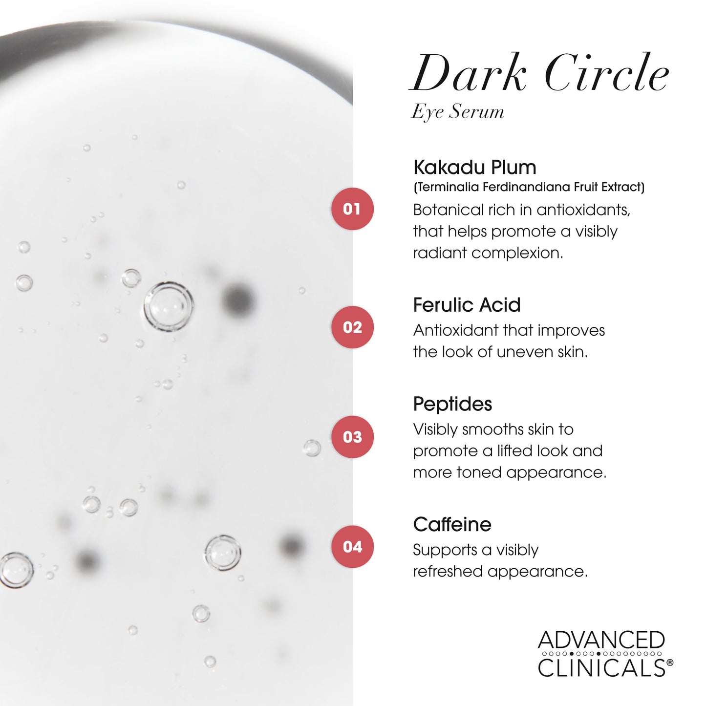 Advanced Clinicals Dark Circle Caffeine Under Eye Serum For Face With Hyaluronic Acid Moisturizer + Peptides | Brightening Vitamin C Serum Helps Beauty & Personal Care Advanced Clinicals