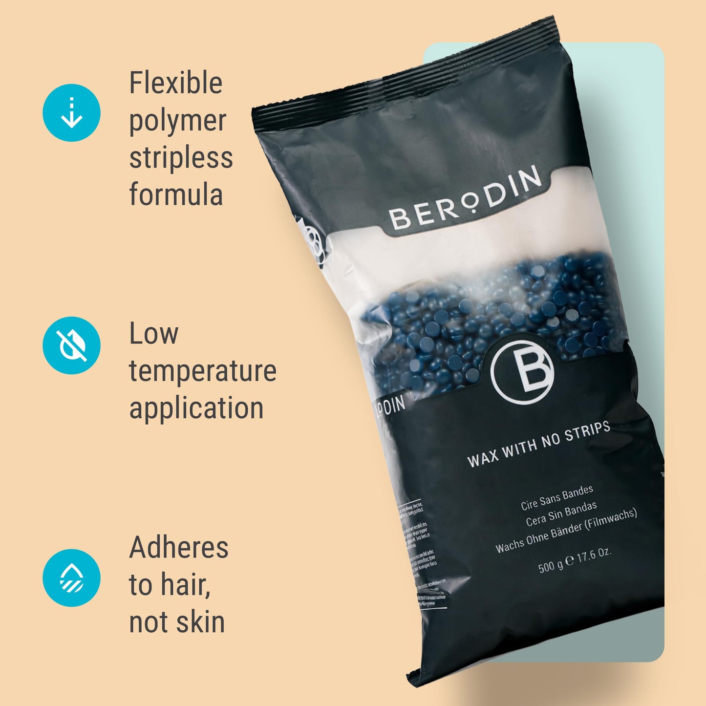 Berodin Blue Hard Wax Beads, Flexible Stripless Formula, Low Temperature for Face, Brows, Underarms, Bikini & Brazilian, Professional Hair Removal Wax Beauty and Personal Care Berodin