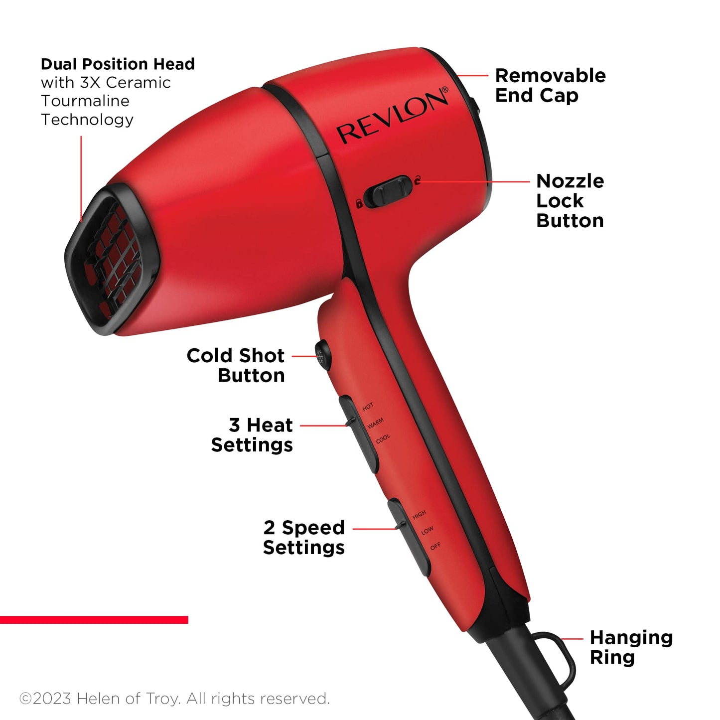 REVLON Airflow Control Hair Dryer with Diffuser - 1875W Blow Dryer Head Rotates 90° for Total Control, Wider Head for Less Drying Time, Reduces Frizz Beauty & Personal Care REVLON