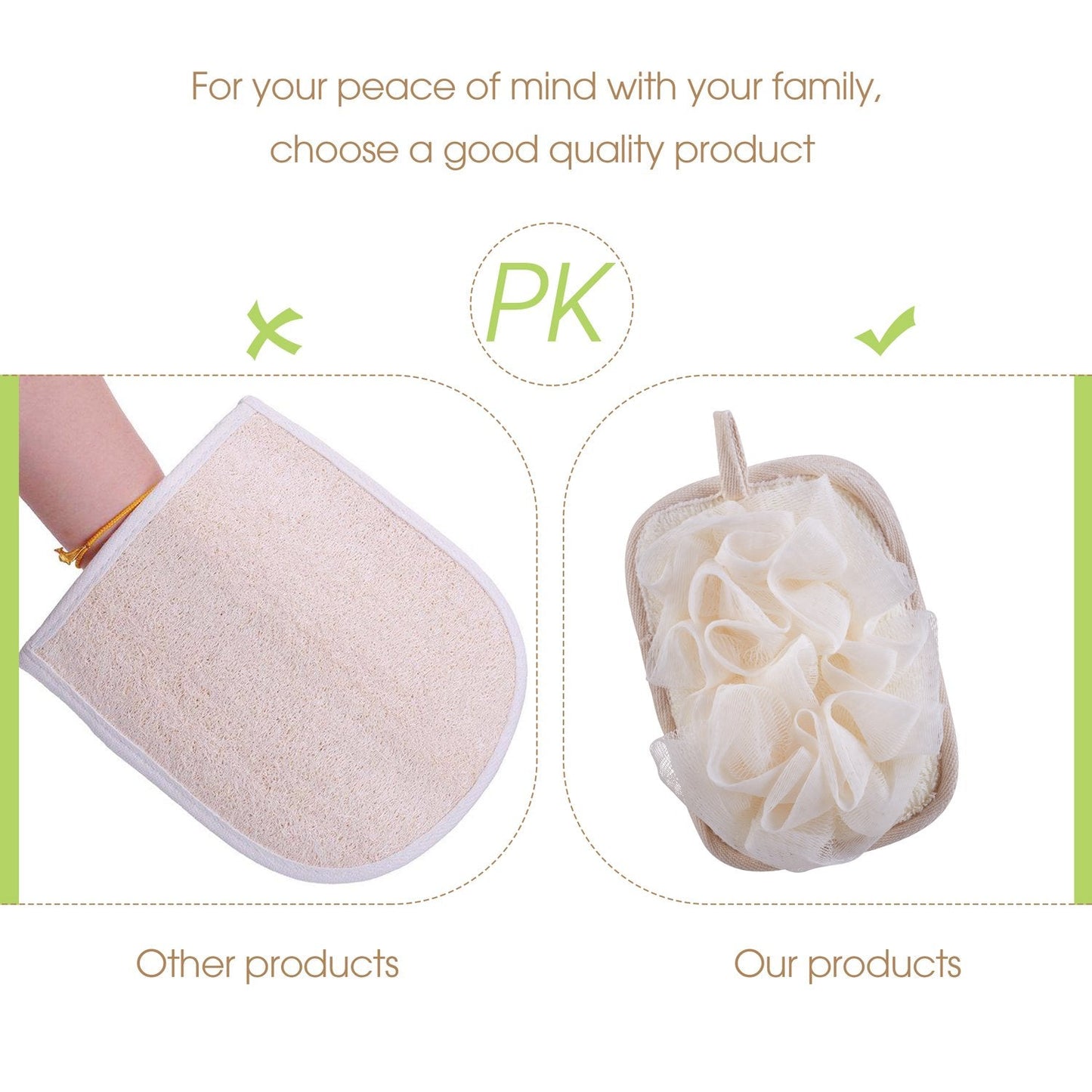 mikimini Bath Mitt for Women, Bath Pouf Mesh Brushes 1 PC Upgraded Version | Loofah Sponge & Exfoliating Pad 2 in 1 Professional Design | Exfoliating Beauty & Personal Care mikimini