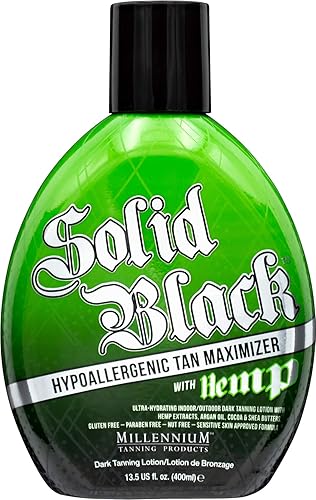 Millennium Tanning Solid Black Hypoallergenic Tan Maximizer With Hemp Indoor/Outdoor Dark Tanning Lotion 13 oz Beauty & Personal Care Millennium Tanning