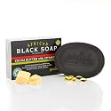 Madina African Black Soap Bar - Cocoa Butter, Vitamin E, Moisturizing, Skin-Restoring, Marks & Blemishes, Face & Body Cleanser, 100% Vegetable-Based Beauty & Personal Care Madina