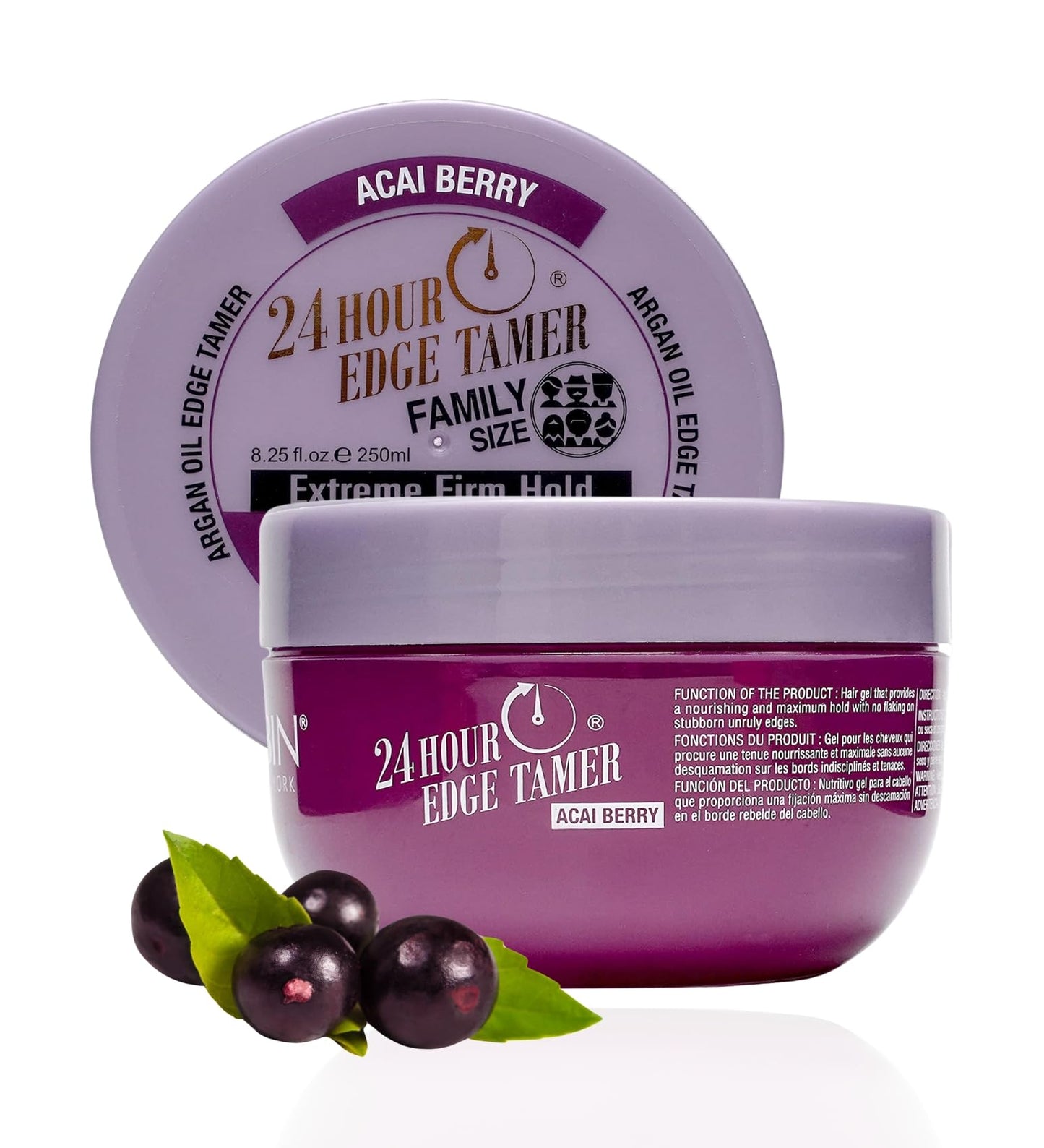 24 Hour Argan Oil Edge Tamer Refresh (8.25oz/ 250ml, Acai Berry) | Extreme Firm Hold, Smooths & Tames Frizz | No Flaking or Drying | High Shine, Long Beauty & Personal Care EBIN NEW YORK