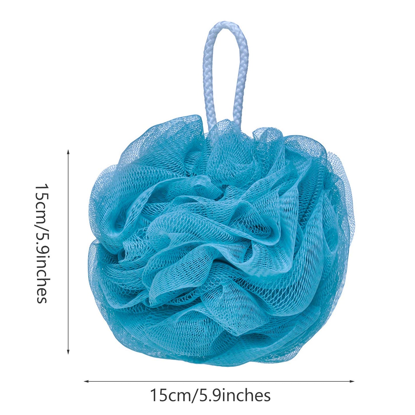 LISSOMPLUME Mesh Pouf Bath Sponge Exfoliating Shower Ball Pom Cleaning Accessory Blue Color Beauty and Personal Care LISSOMPLUME