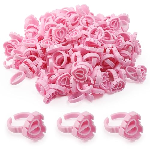 Glue Rings - Autdor 500Pcs Glue Rings for Eyelash Extensions Pink Lash Glue Rings Pigment Ring Cups Lash Glue Holder for Lash Extension Supplies Beauty & Personal Care Autdor
