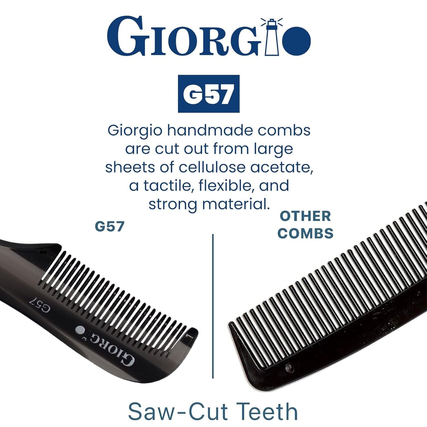 Giorgio G57 Extra Small 2.75 Inch Men's Fine Toothed Beard and Mustache Comb for Facial Hair Grooming and Styling. Wallet Pocket Comb Handmade Beauty and Personal Care GIORGIO
