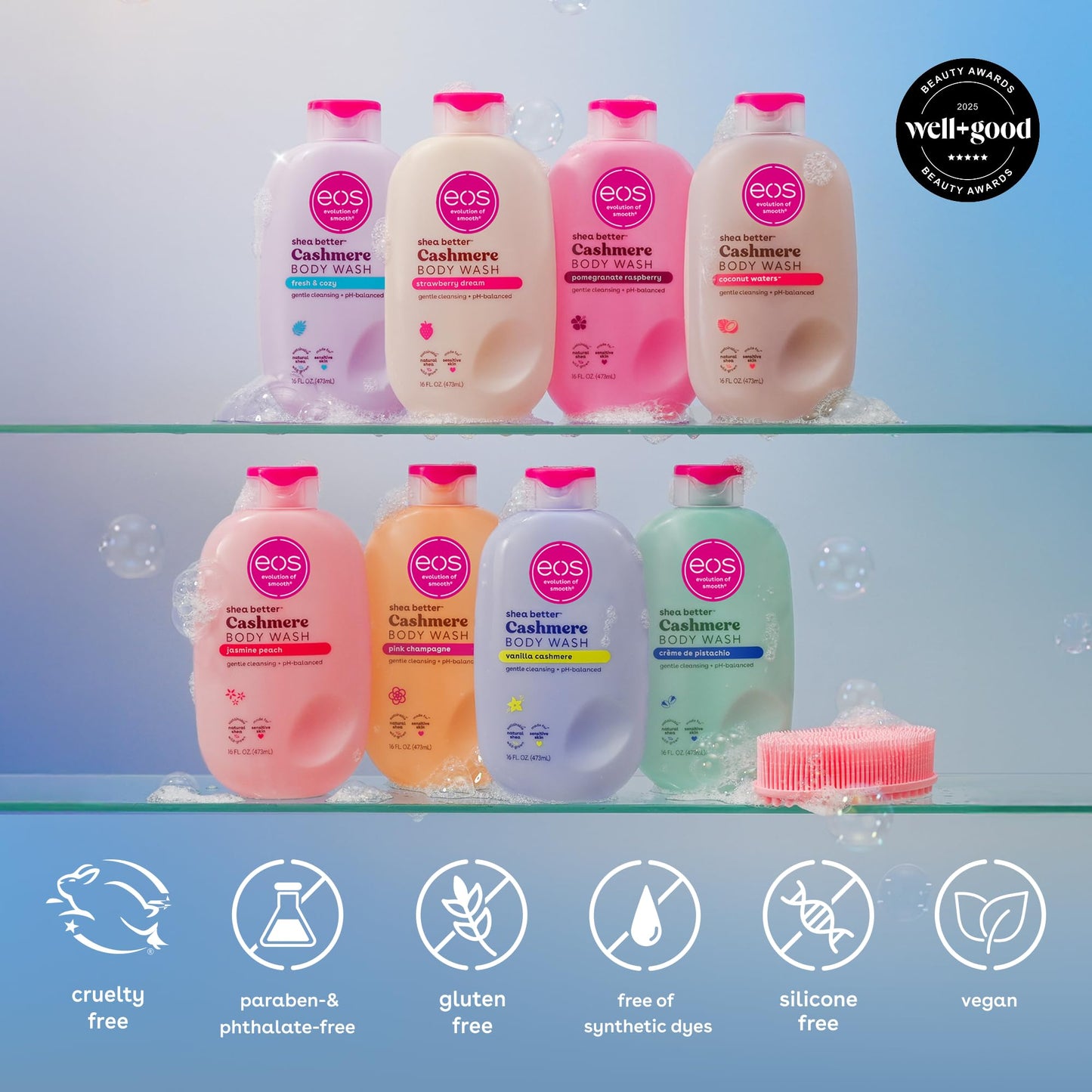 eos Cashmere Body Wash - Coconut Waters, Moisturizing Body Wash, Creamy Gel Formula, with Shea Butter, Glycerin, Vitamin E, pH Balanced, Sensitive Beauty & Personal Care eos