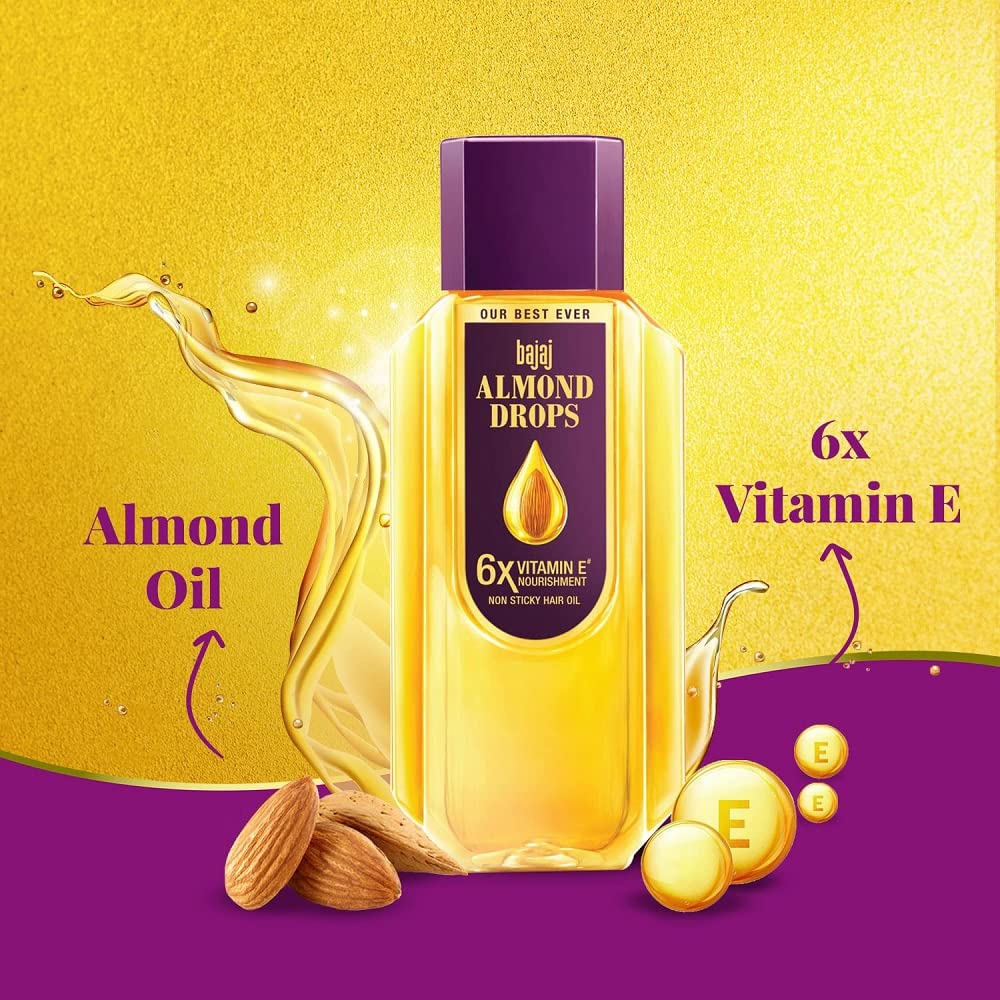 Bajaj Almond Drops Hair Oil -500ml(16.91 Floz.) by Subhlaxmi Grocers Beauty & Personal Care Bajaj