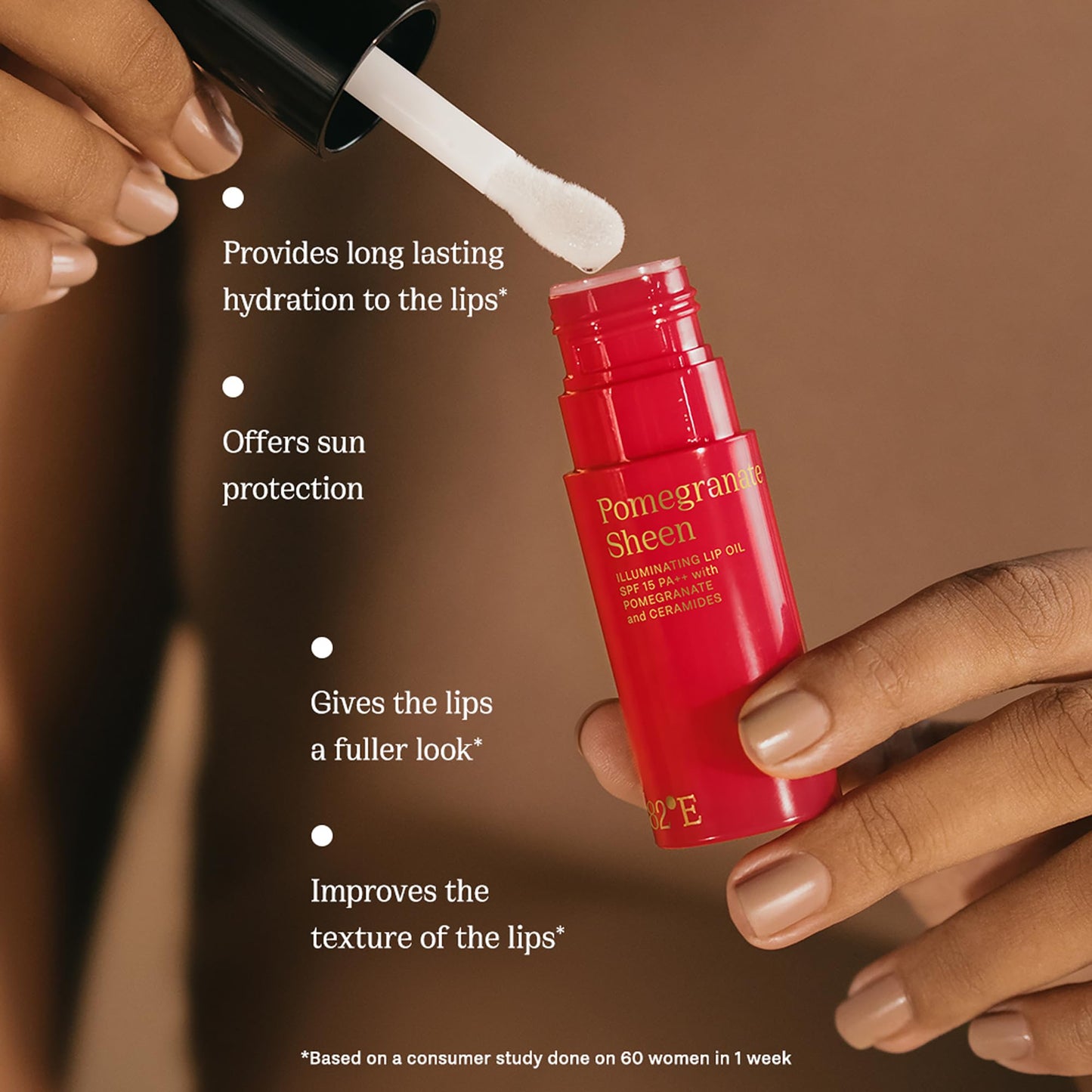 82E Pomegranate Sheen Illuminating Lip Oil SPF 15 PA Plus for Women - 0.2 oz Lip Oil Beauty and Personal Care 82E