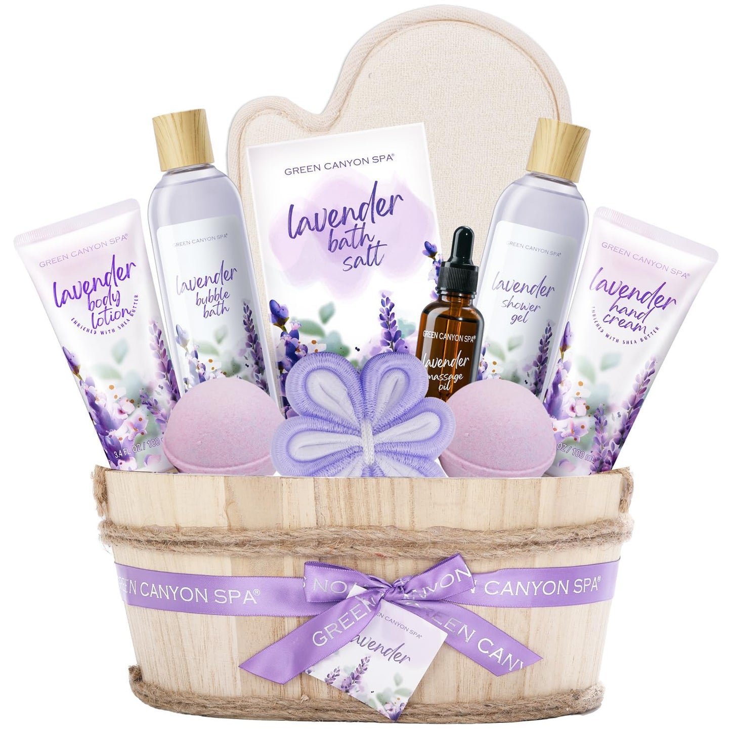 Spa Gift Baskets for Women - Lavender Bath Gift Sets- 11pcs with Bubble Bath, Shower Gel, Body Lotion, Bath Bombs, Essential Oil, Mothers Day Birthday Beauty and Personal Care Green Canyon Spa