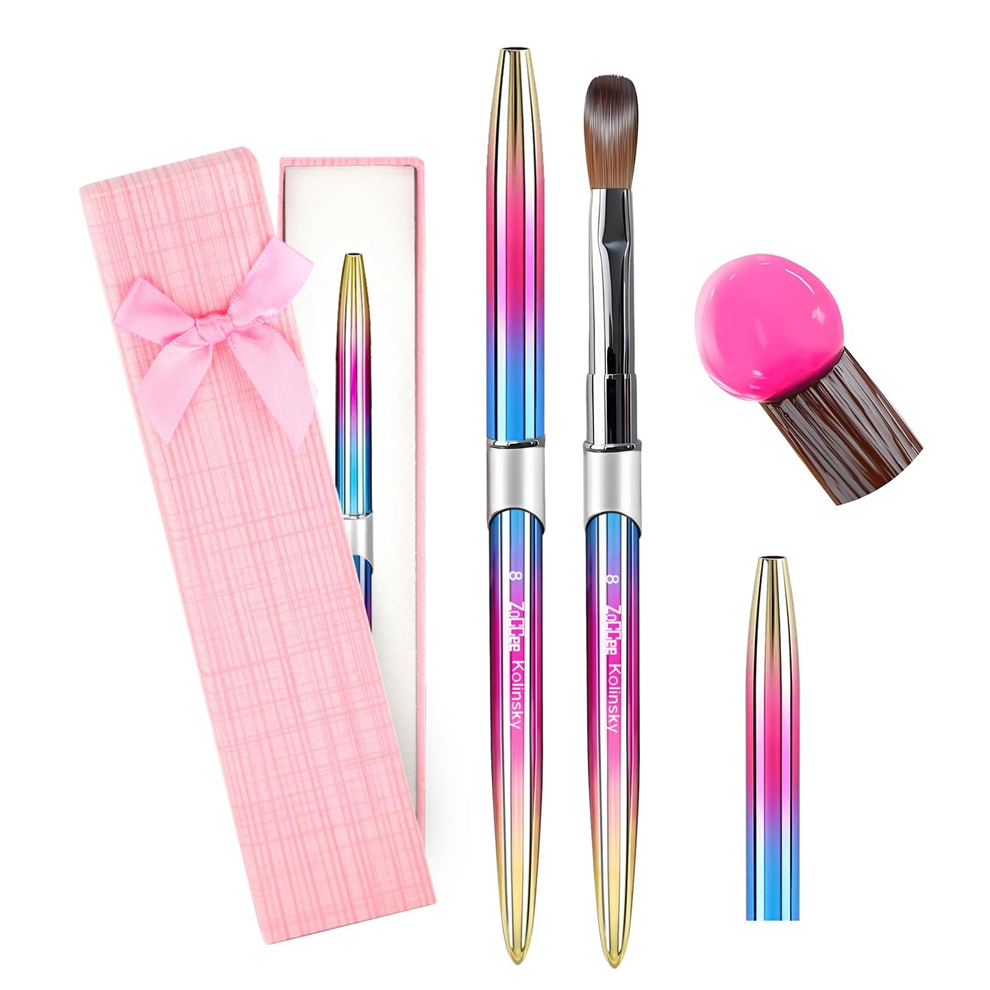 Acrylic Nail Brush - 100% Kolinsky Sable Hair Brush for Acrylic Application - Professional Salon-Grade Tools with Box for Nail Art, Extensions & 3D Beauty & Personal Care ZoCCee