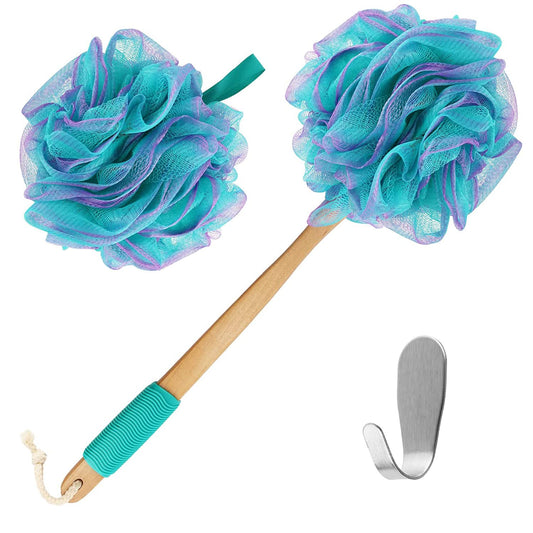 Yoove Bath Pouf with Handle - Body Scrubber Green Loofah for Women - Charcoal Infused Shower Loofah Sponge with Handle - Back Scrubber - Back Shower Beauty & Personal Care Yoove