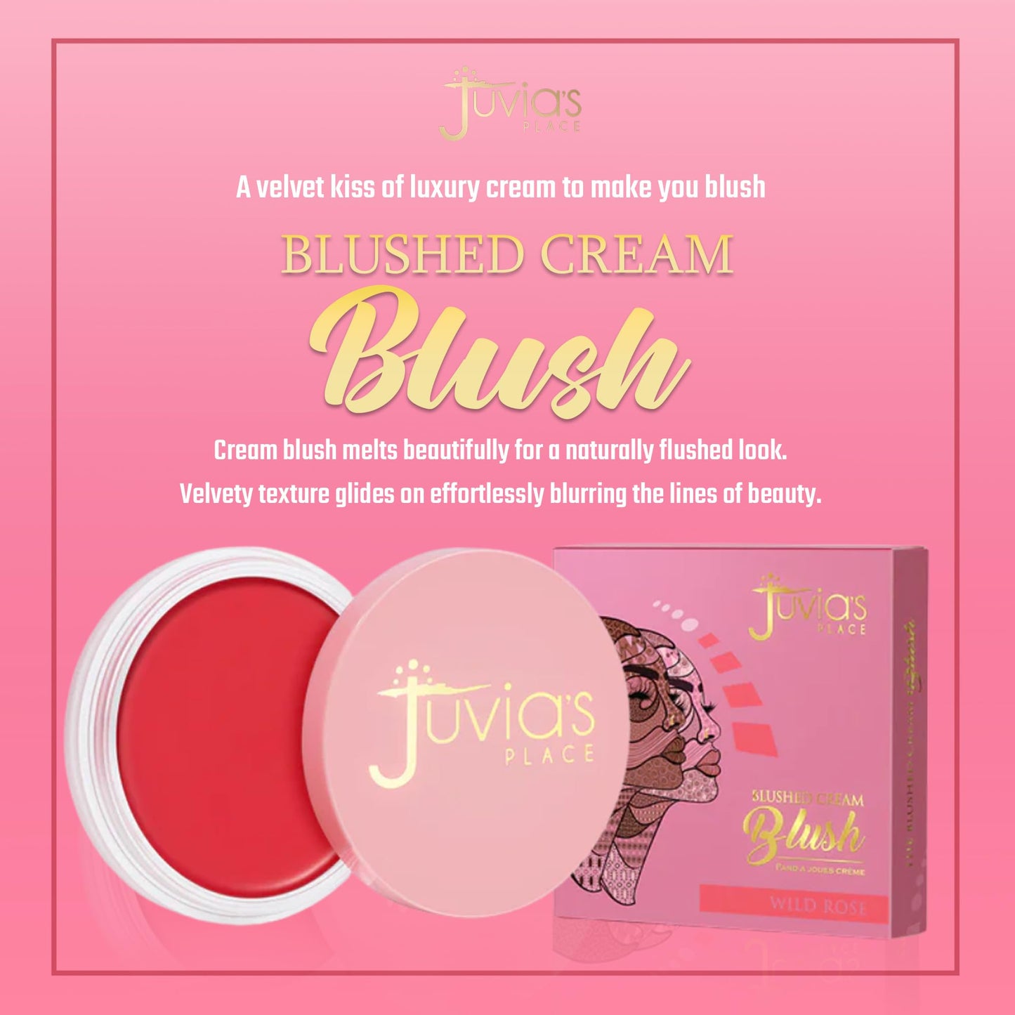Juvia's Place Blushed Cream Blush - Wild Rose - Multi-Purpose Cream Blush for Cheeks & Lips - 2in1 Formula, Smooth Blendable Texture for a Soft Dewy Beauty & Personal Care Juvia's Place