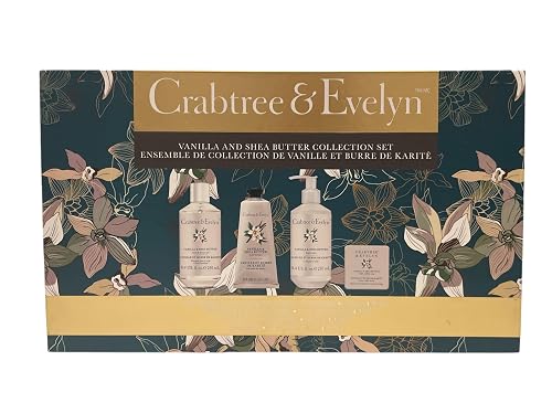 Crabtree & Evelyn Vanilla & Shea Butter Collection Set (Bath & Shower Gel 8.4 fl oz, Hand Therapy 3.5 oz, Body Lotion 8.4 fl oz, Bar Soap 3.5 oz) Beauty & Personal Care Crabtree & Evelyn
