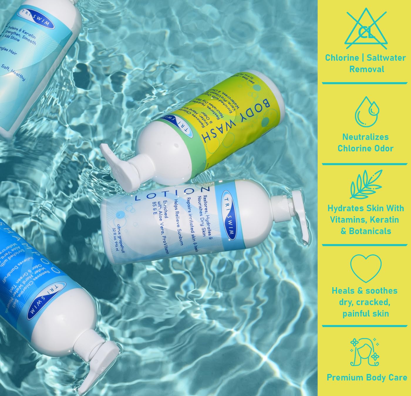 TRISWIM Chlorine Removal Body Wash 32 Fl Oz | Removes Chlorine, Bromine, Hard Water Minerals & Saltwater | Hydrates & Restores Skin | Zen Lime + Mango Beauty & Personal Care TRISWIM