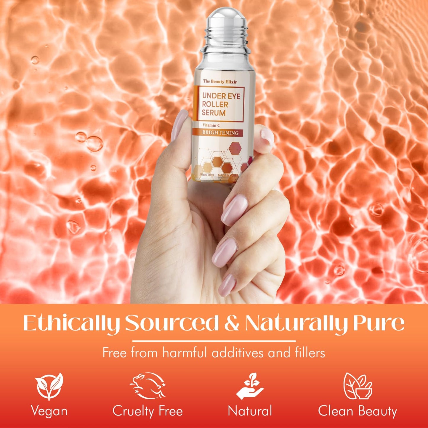 The Beauty Elixir Vitamin C Eye Roller For Puffy Eyes & Dark Circles - Dermatologist Tested, Brightens Under Eyes & Crow's Feet Treatment, Natural Beauty & Personal Care The Beauty Elixir
