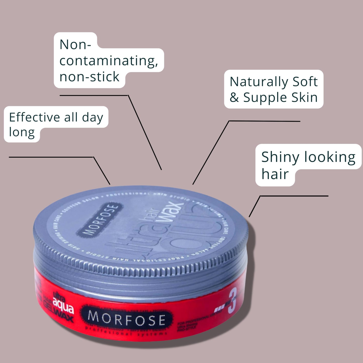 Morfose Ultra Aqua Hair Gel Wax with Shiny and Strong Flexible 3 Hold, Manage Flyaways, Braids, and Curls, Hair Styling for Women and Men, Strawberry Beauty & Personal Care Morfose