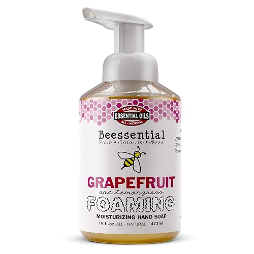 Beessential All Natural Foaming Hand Soap, Grapefruit And Lemongrass Essential Oils, Made with Moisturizing Aloe & Honey - Made in the USA, 16 oz Beauty & Personal Care Beessential