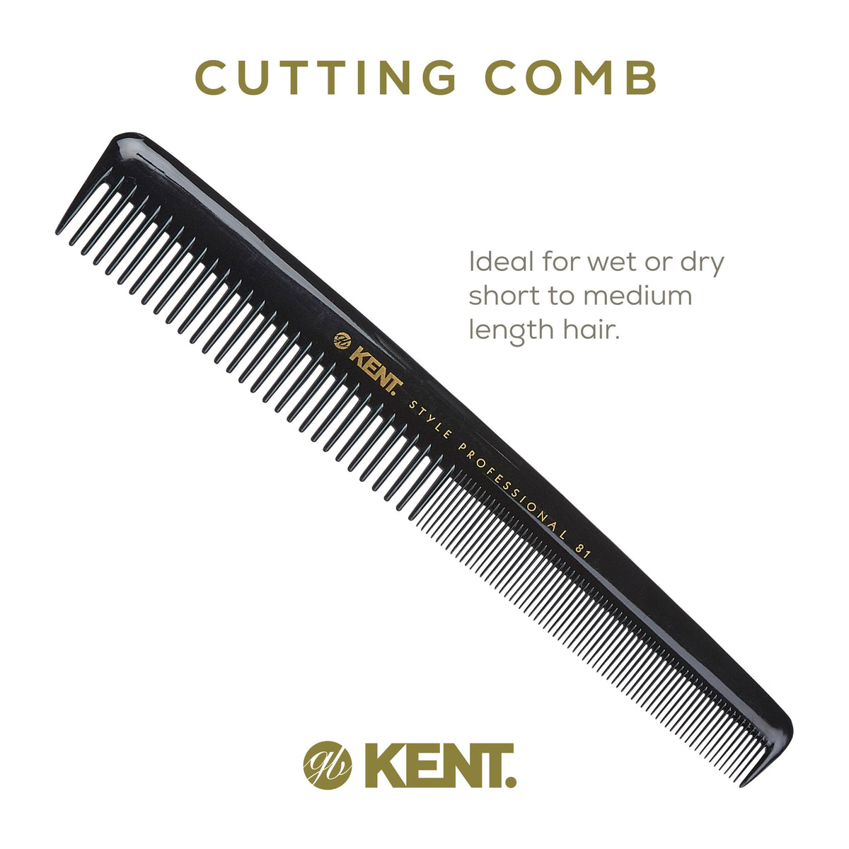 Kent SPC81 Salon-Style Dressing Cutting Comb with Wide and Fine Teeth - Professional Barber Haircut Comb for Styling and Teasing for All Hair Types -