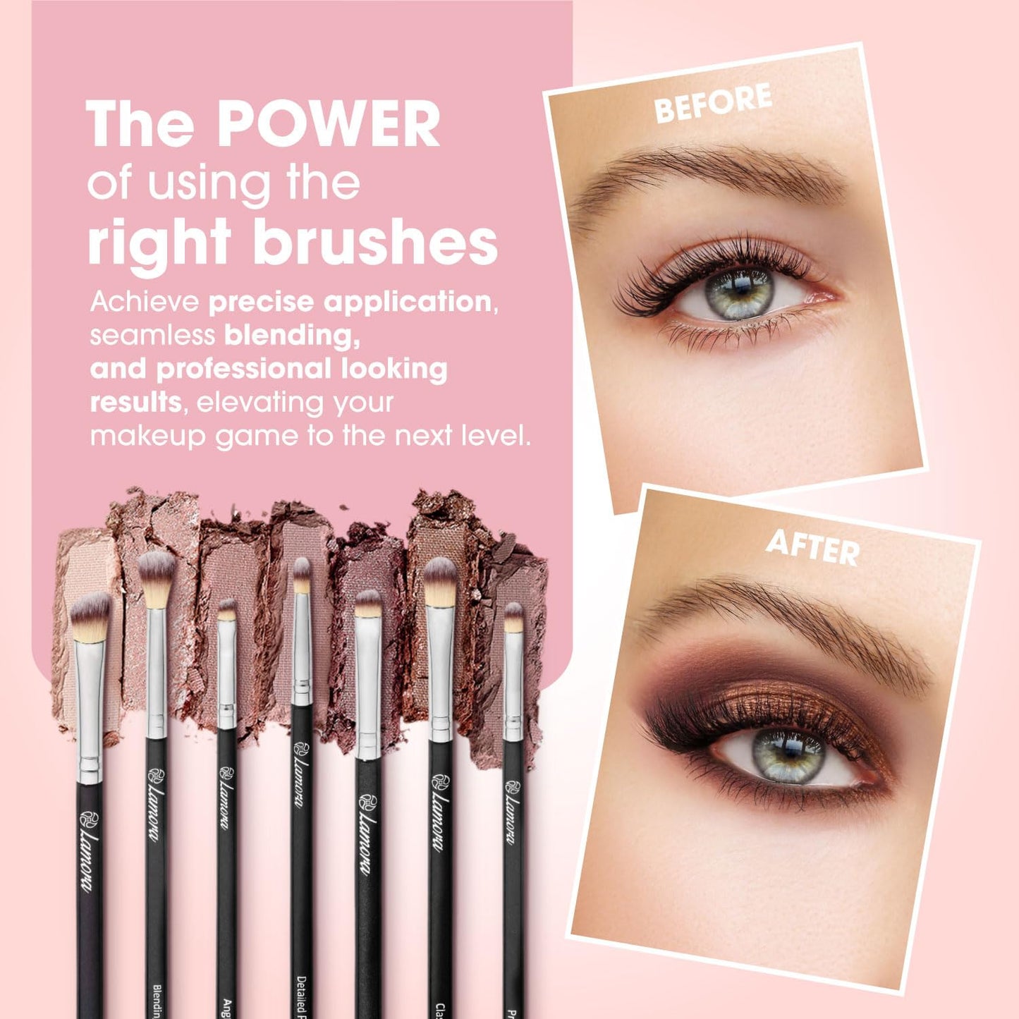 Eye Makeup Brushes Eyeshadow Brush Set - 7pcs Soft Synthetic Brush Kit - For Blending Eyeshadow, Eyeliner, Crease, Eyebrow - Long Lasting, Apply Beauty & Personal Care Lamora