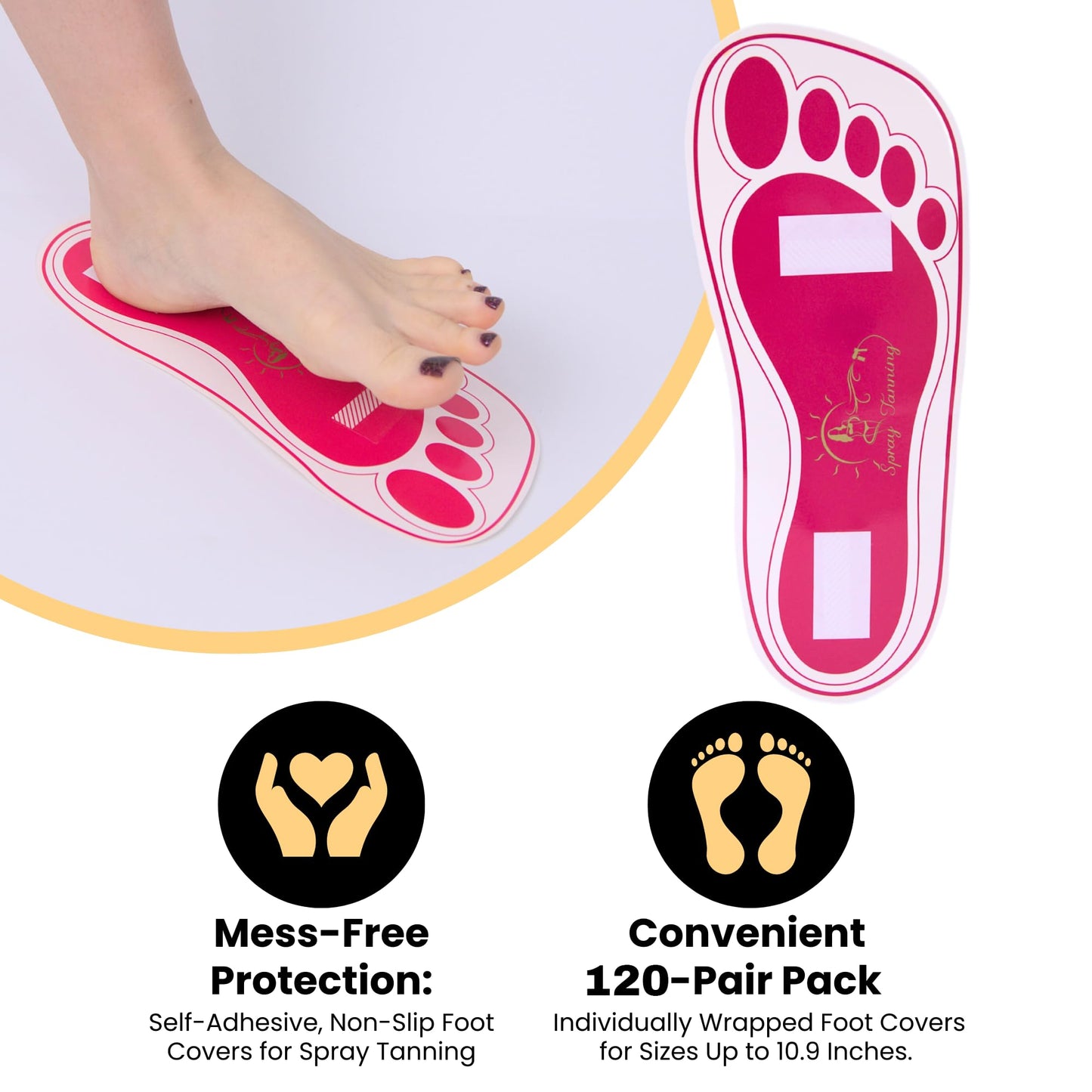 120Pairs(240Feets) Disposable Stick Spray Tanning Feet Pads Perfect for preventing spray tan solution,Deluxe & Hygienic Spray Tan Feet Pads-Ideal Beauty & Personal Care HeeStar