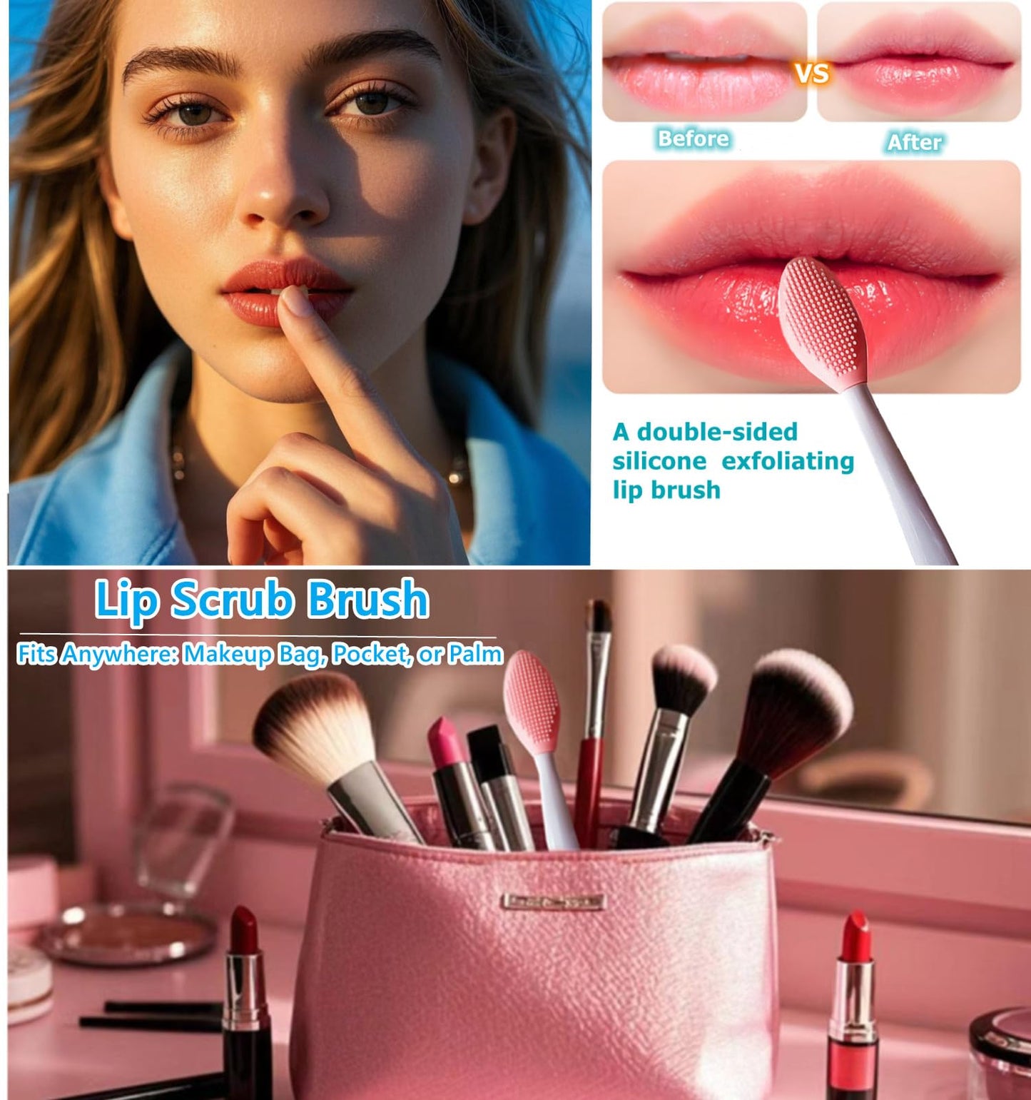 4 Pcs Lip Scrub Brush,Lip Scrubber Exfoliator, Double-Sided Silicone Lip Brush Tool for Men Women Lip Lightening,Lip Exfoliator Scrubber Tool for Dark Beauty & Personal Care New prominent