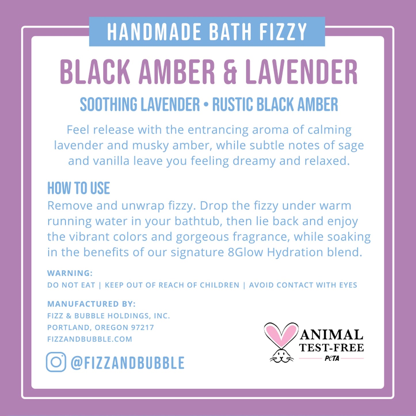 Fizz & Bubble Premium Moisturizing Artisan Bath Bomb Fizzies for Adults, Women, Kids, and Gifts - Black Amber and Lavender Beauty & Personal Care Fizz & Bubble