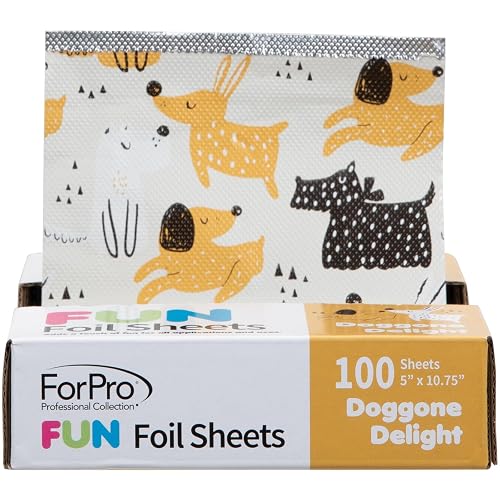 ForPro Professional Collection FUN Doggone Delight 5" Foil Sheets, Aluminum, Pop-Up Foil Dispenser, Hair Foils for Color Application & Highlighting Beauty & Personal Care ForPro Professional Collection
