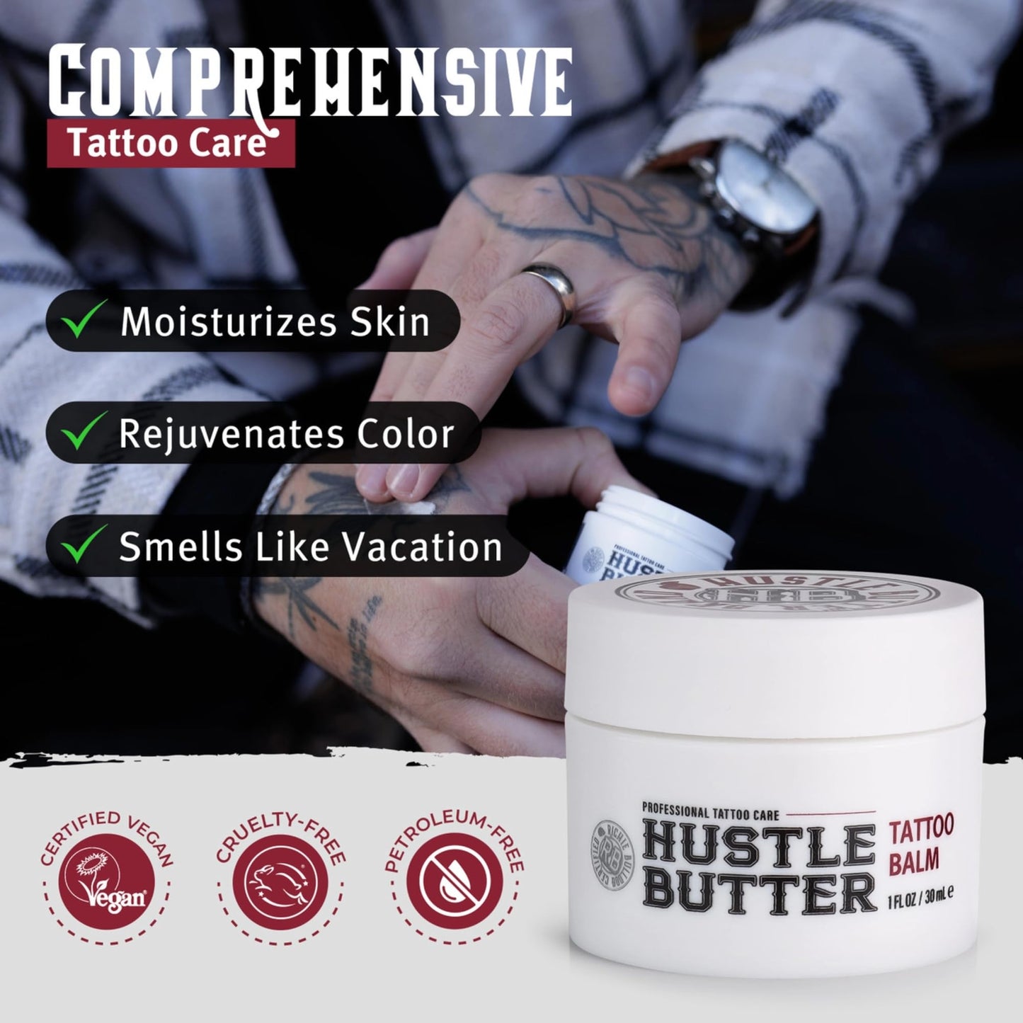 Hustle Butter Tattoo Aftercare Kit - Tattoo Balm, Antibacterial Soap, and Aftercare Wrap - TSA-Friendly Balm & Soap - Easy Removal, Mess-Free Wrap Beauty and Personal Care Hustle Butter Deluxe