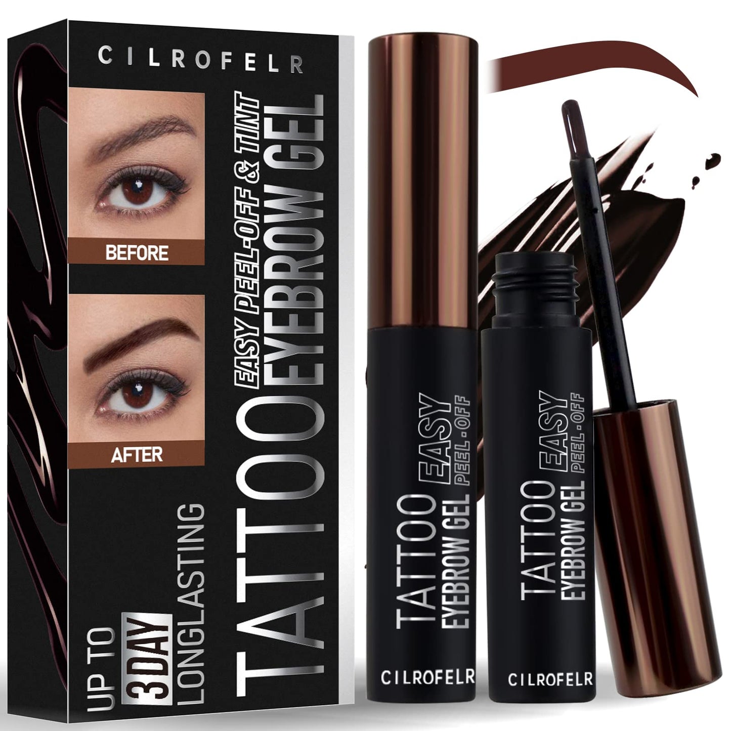 Cilrofelr Tattoo Peel Off Eyebrow Gel, Easy Tattoo Brow Peel Off Gel, Last Up to 3 Days, Waterproof, Transfer-proof, For Fuller & Defined Looking Beauty and Personal Care Cilrofelr Default Title