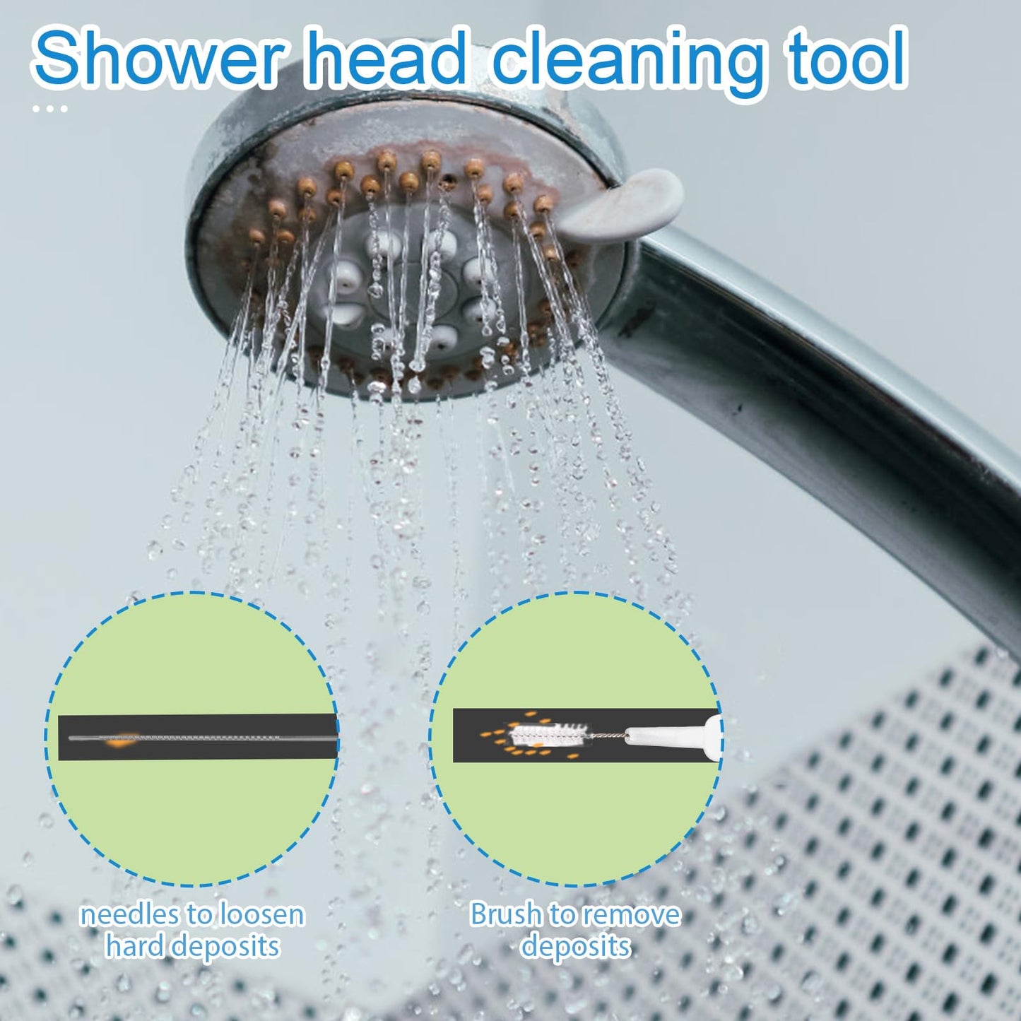 30pcs Shower Head Cleaner, 2 Styles Shower Head Cleaner Brushes & 10 Multi-Size Unclogging Needles Showerhead Cleaning Picks Brush Tool for Small Beauty and Personal Care lasuroa