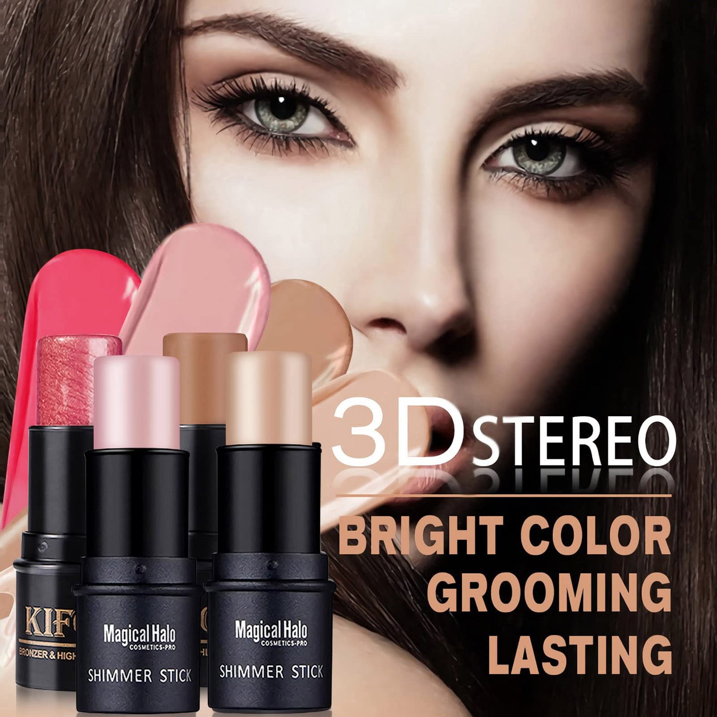 SUMEITANG 4PCS Contour Stick - Highlighter And Cream Blush Stick 4 Colors Kit - Moisturizer, Face Brightens & Shades Pencil, Facial Shaping Makeup Beauty & Personal Care SUMEITANG