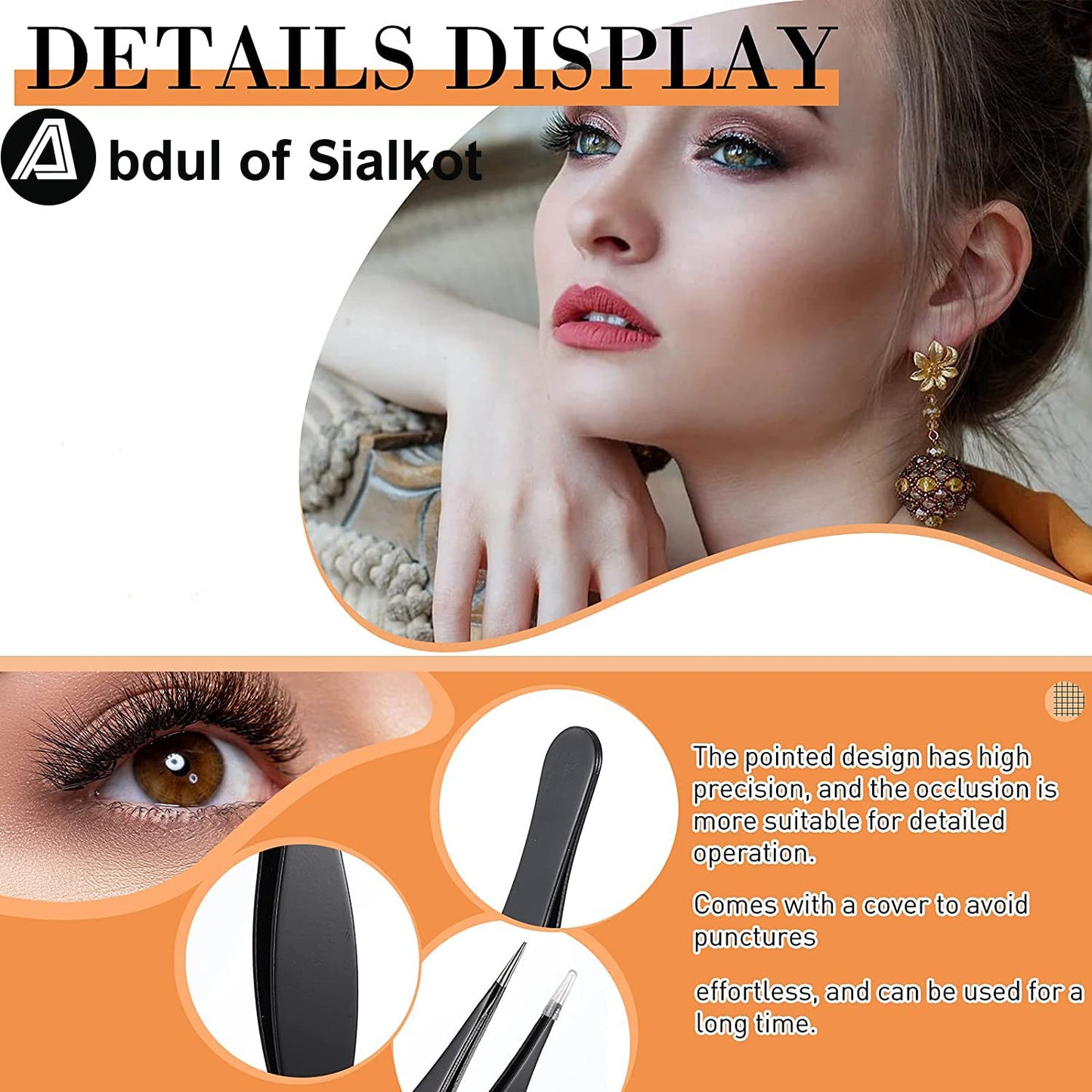 Abdul of Sialkot Pointed Tweezers,Needle Nose Tip, Sharp Precision Ingrown Hair, Surgical Pointed for Blackheads & Splinters/Best Tweezers Beauty & Personal Care Abdul of Sialkot