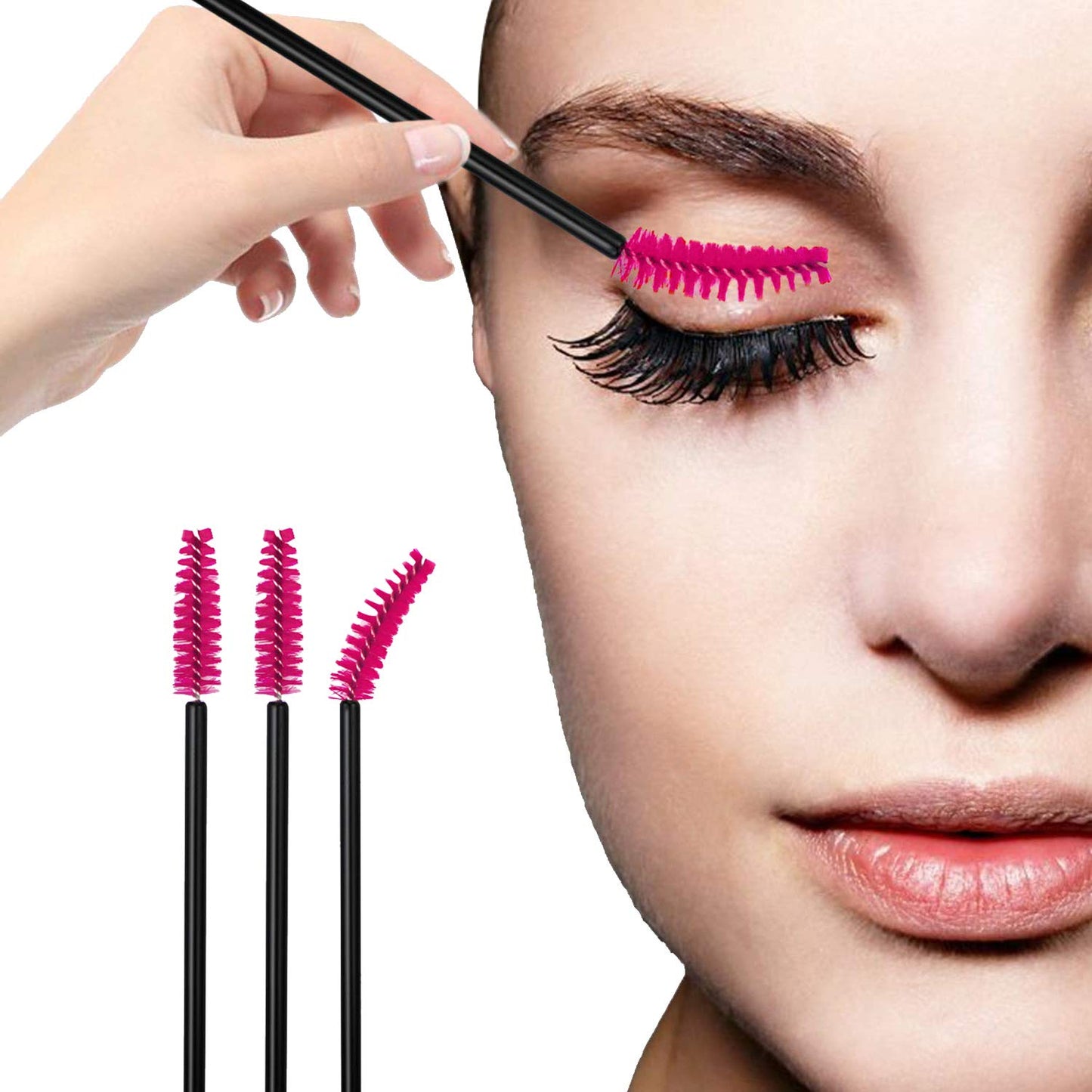 100PCS Disposable Eyelash Mascara Brushes for Eye Lashes Extension Eyebrow and Makeup(Rose) Beauty & Personal Care GUMIKE