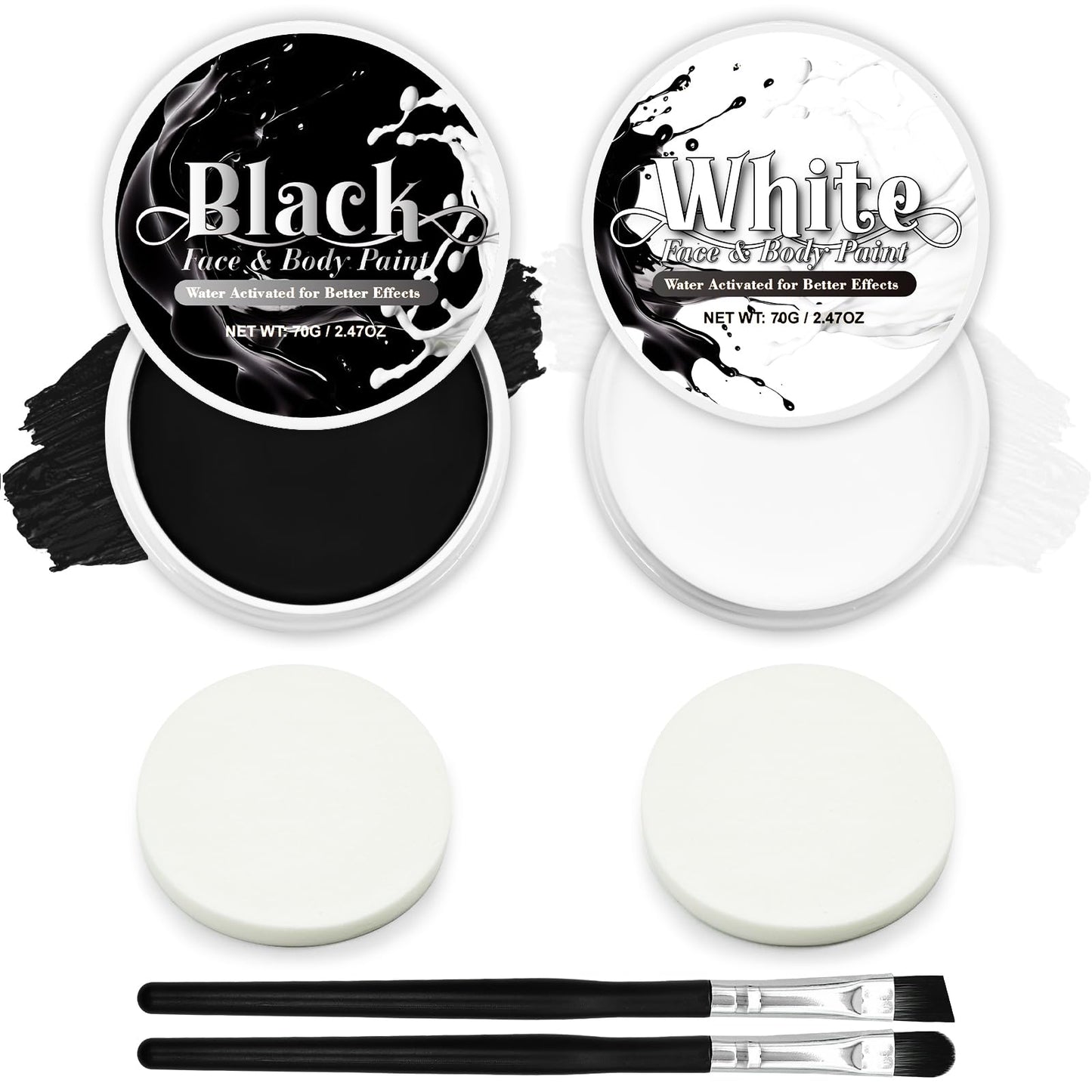 Black & White Face Paint Set (2.47 oz Each) - Professional High Pigment Oil-Based Makeup Kit for Halloween SFX, Clown, Joker, Skeleton Cosplay - Body Beauty & Personal Care GCCL