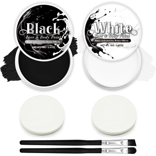 Black & White Face Paint Set (2.47 oz Each) - Professional High Pigment Oil-Based Makeup Kit for Halloween SFX, Clown, Joker, Skeleton Cosplay - Body Beauty & Personal Care GCCL