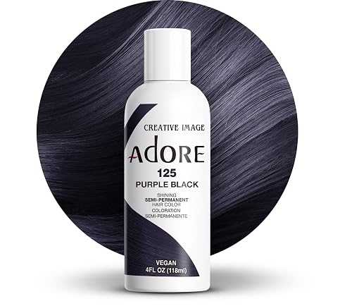 Adore Semi Permanent Hair Color (125 Purple Black) | Vegan & Cruelty-Free Black Hair Dye | No Ammonia, No Peroxide, No Alcohol | 4 Fl Oz Beauty & Personal Care Adore