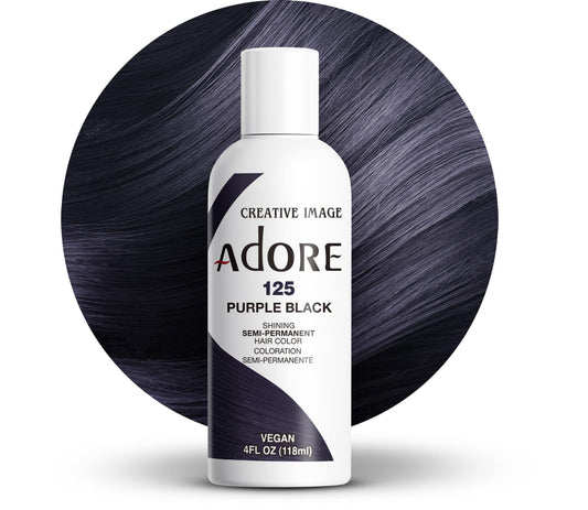 Adore Semi Permanent Hair Color (125 Purple Black) | Vegan & Cruelty-Free Black Hair Dye | No Ammonia, No Peroxide, No Alcohol | 4 Fl Oz Beauty & Personal Care Adore