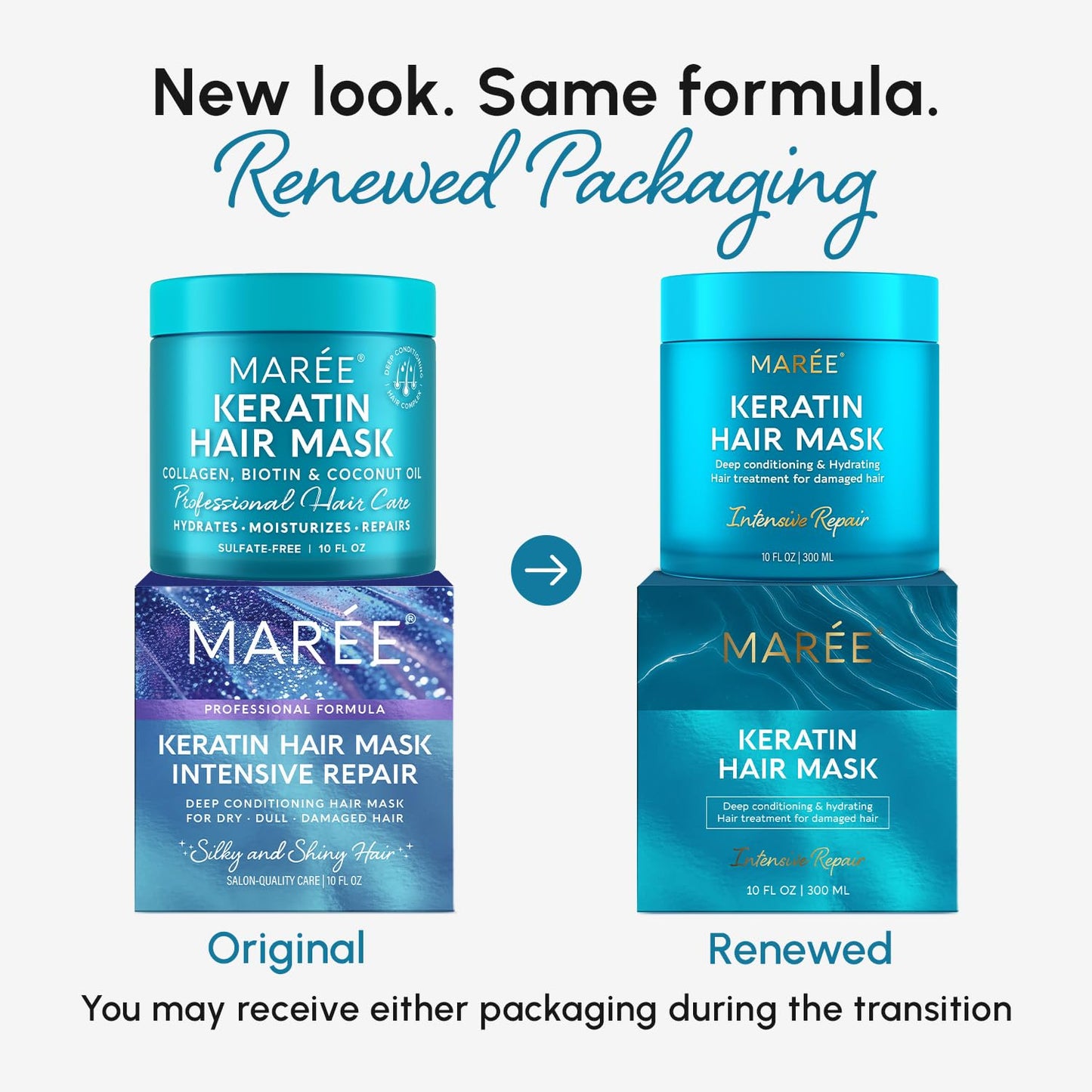 MAREE Deep Conditioning Hair Mask for Damaged Hair Treatment - Keratin Hair Care for Hydrating Growth Repair Moisturizing - Dry Curly Color Refreshing Beauty & Personal Care MAREE