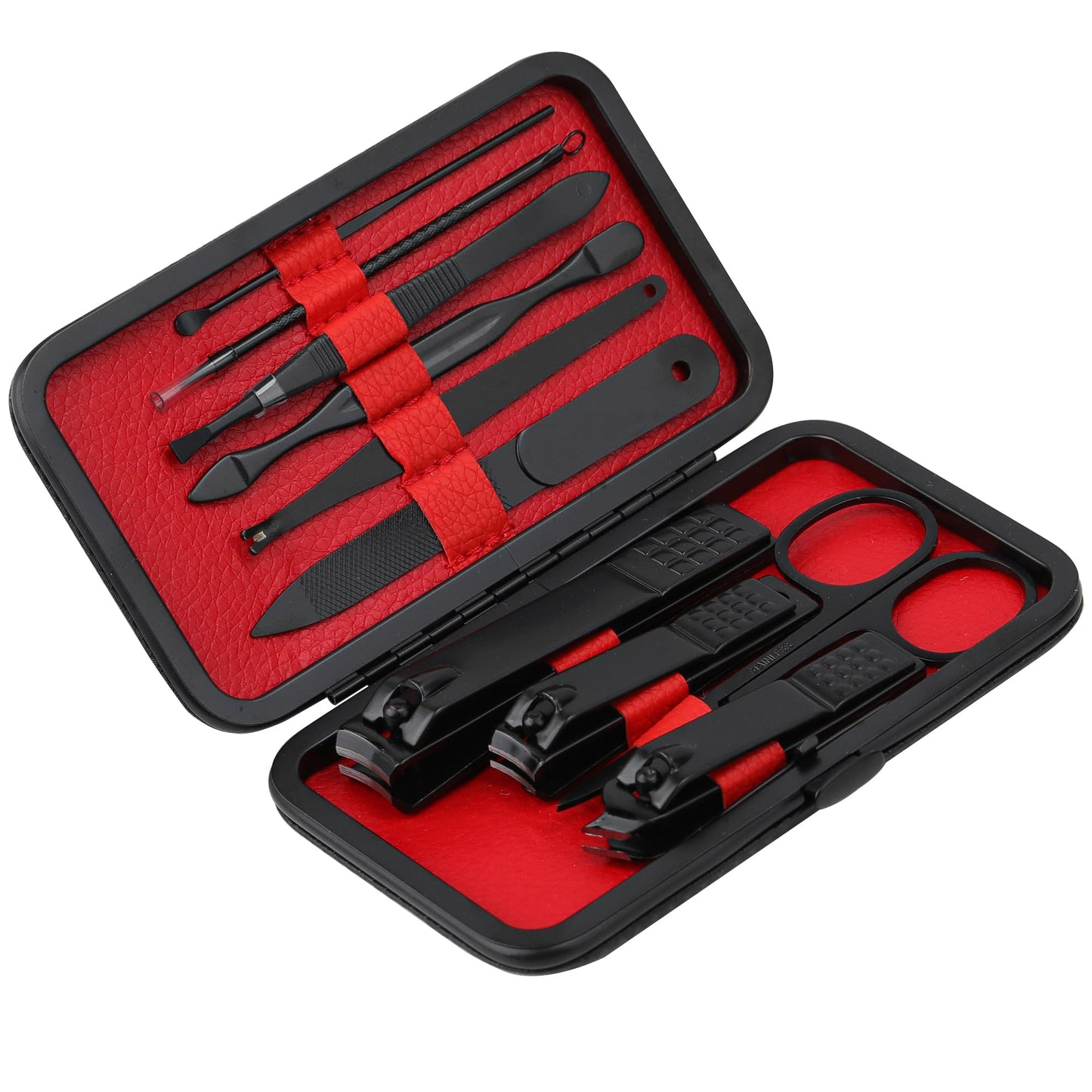 Glamne Manicure Set Nail Clippers Kit Professional Stainless Steel Nail Care Tools with Leather Travel Case 10 in 1 Black Beauty & Personal Care GLAMNE