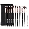 Z'OREYA Eye Makeup Brushes, 12 Pcs Professional Eye Brush Set Eyeshadow, Eyebrow, Blending, Fan, Eyelash Brushes Set With Carrying Bag (Black) Beauty & Personal Care Z'OREYA