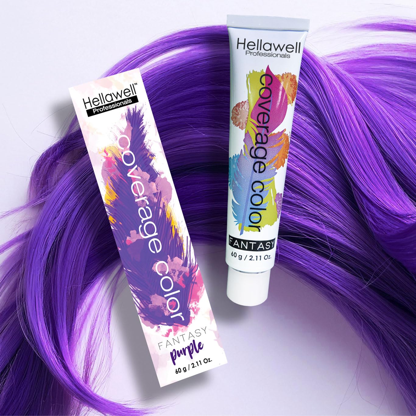 Hellawell Professional Hair Dye. Coverage Color Fantasy - Semi-permanent oxidation coloring cream. Purple 2.11oz. Beauty & Personal Care HELLAWELL PROFESSIONALS