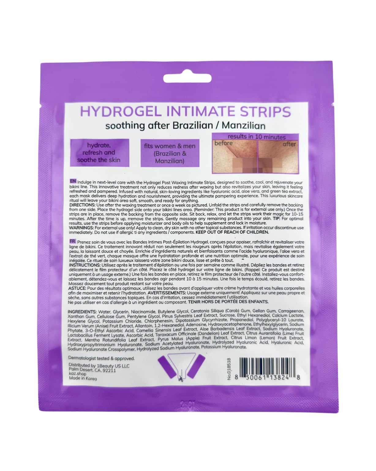 Waxness Kaz Hydrogel Intimate Soothing Strips for Bikini Area After Brazilian or Manzilian Wax - Professional Skin Care Beauty and Personal Care Waxness