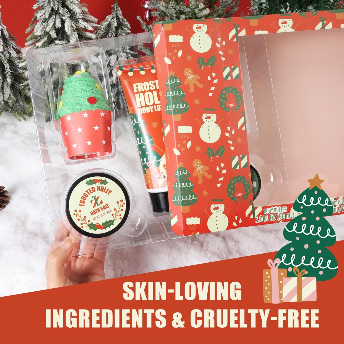 Christmas Bath Gift Set for Women, 5 PCS Bath and Body Gift Set,Holiday Stocking Stuffers with Shower Gel, Body Lotion, Mini Towel,Birthday Gifts Beauty and Personal Care BFFLOVE