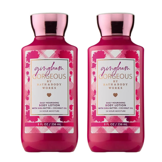 Bath & Body Works Gingham Gorgeous Body Lotion, Lightweight Daily Moisturizer with Shea Butter & Coconut Oil - Pink Strawberries, Peony Blooms Beauty & Personal Care Bath & Body Works