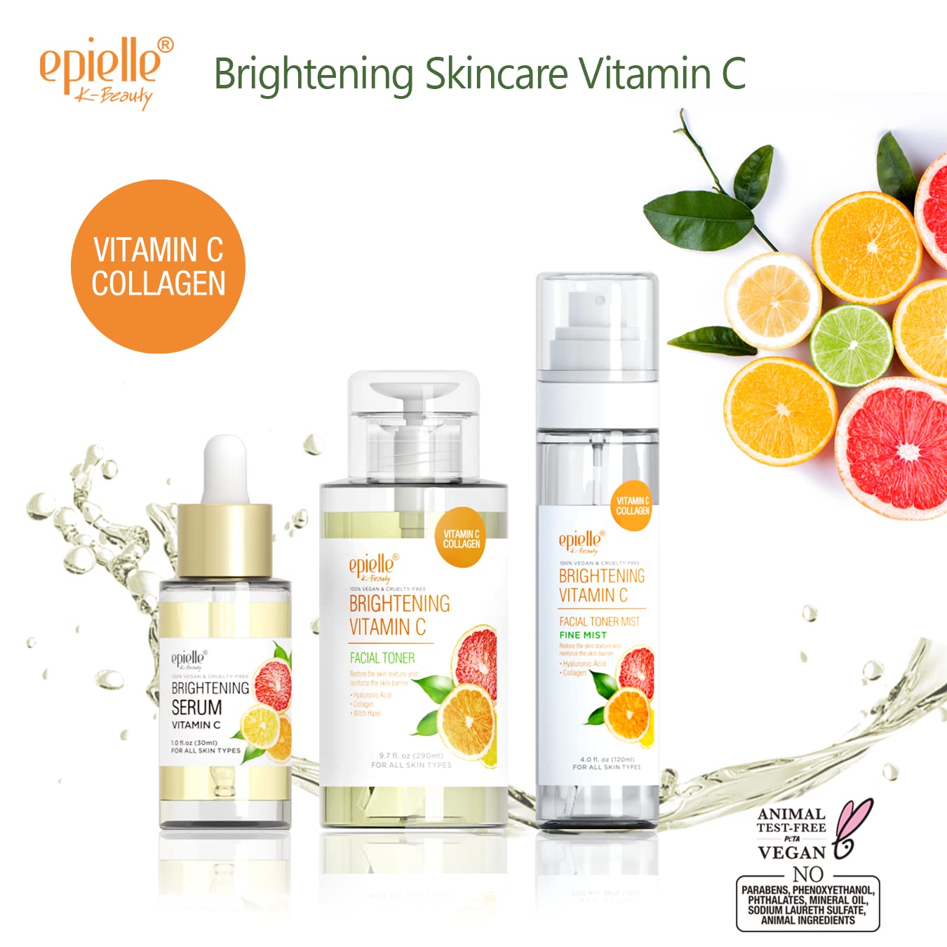 Epielle Vitamin C Serum with Collagen & Hyaluronic Acid, Restore Hydration & Reduce Dark Spots, Vegan & Cruelty-Free, Korean Skin Care, 1.0 fl oz Beauty & Personal Care Epielle